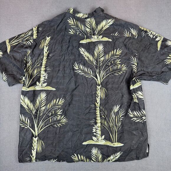 Tommy Bahama Button Up Shirt Men’s XXL Black Palm Beach Hawaiian Silk S/S Camp - Picture 3 of 7